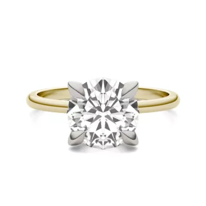 Charles & Colvard ct. tw. Lab Created Moissanite Round Solitaire Ring 14K White and Yellow Gold