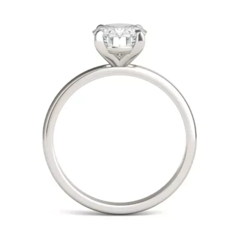 Charles & Colvard ct. tw. Lab Created Moissanite Oval Solitaire Ring 14K White Gold