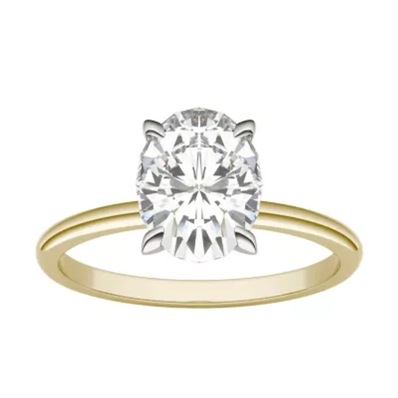 Charles & Colvard 2.1 ct. tw. Lab Created Moissanite Oval Solitaire Ring 14K White and Yellow Gold