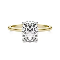 Charles & Colvard 2.1 ct. tw. Lab Created Moissanite Oval Solitaire Ring 14K White and Yellow Gold