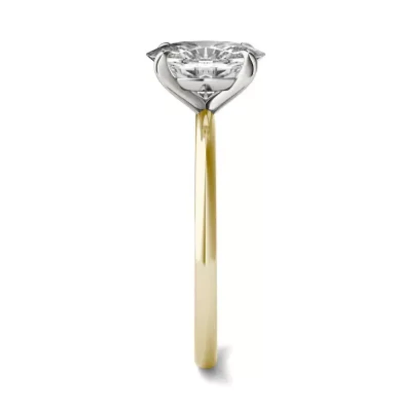 Charles & Colvard 2.1 ct. tw. Lab Created Moissanite Oval Solitaire Ring 14K White and Yellow Gold