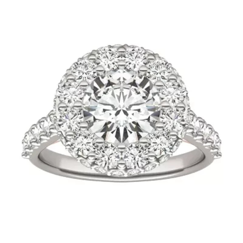 Charles & Colvard 3.14 ct. tw. Lab Created Moissanite Round Cathedral Halo Ring