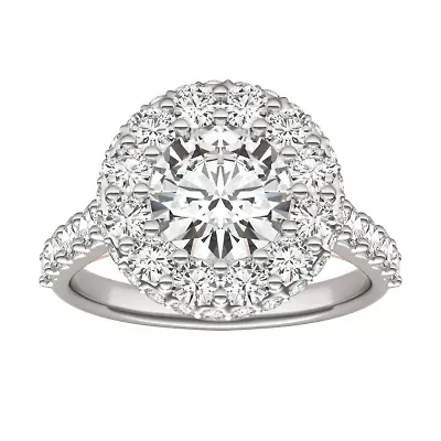 Charles & Colvard 3.14 ct. tw. Lab Created Moissanite Round Cathedral Halo Ring