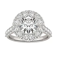 Charles & Colvard 3.14 ct. tw. Lab Created Moissanite Round Cathedral Halo Ring
