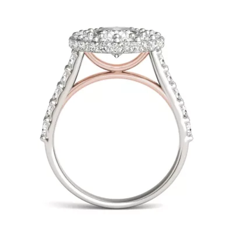 Charles & Colvard 3.14 ct. tw. Lab Created Moissanite Round Cathedral Halo Ring