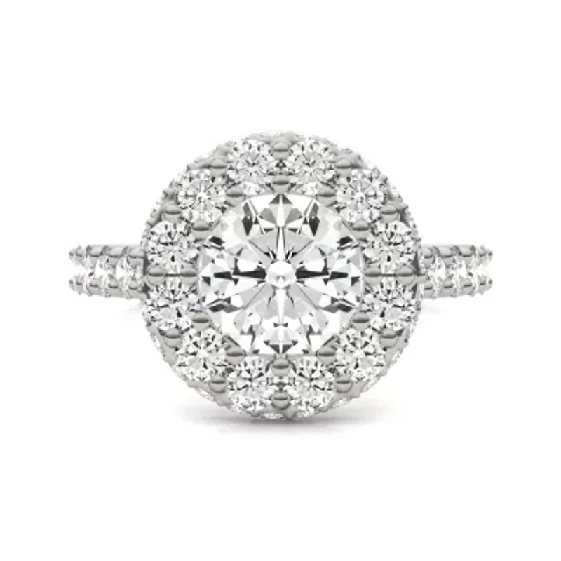 Charles & Colvard 3.14 ct. tw. Lab Created Moissanite Round Cathedral Halo Ring