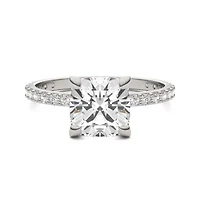 2.42 ct. tw. Lab Created Moissanite Cushion Engagement Ring 14K White Gold