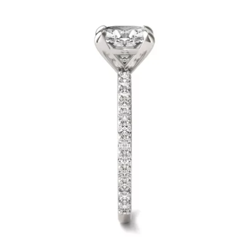 2.42 ct. tw. Lab Created Moissanite Cushion Engagement Ring 14K White Gold