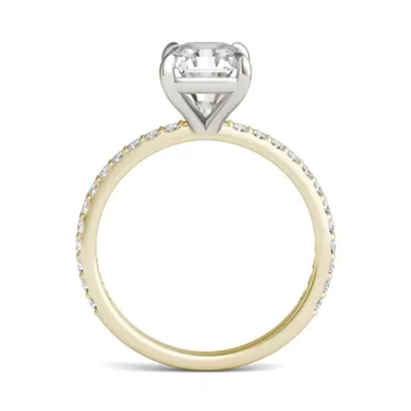 Charles & Colvard 3.12 ct. tw. Lab Created Moissanite Radiant Engagment Ring 14K White and Yellow Gold