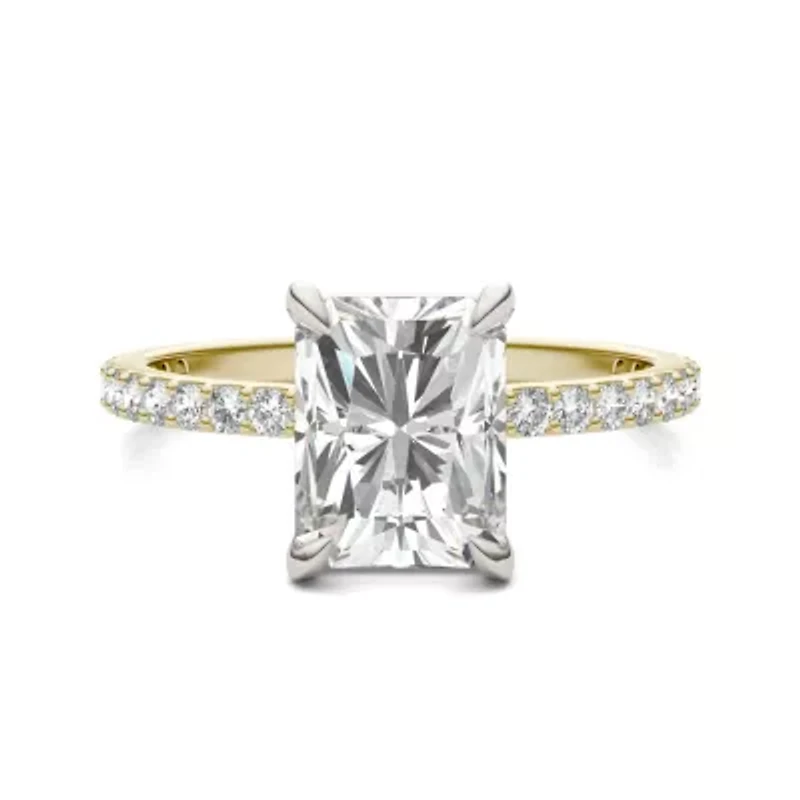 Charles & Colvard 3.12 ct. tw. Lab Created Moissanite Radiant Engagment Ring 14K White and Yellow Gold