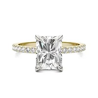 Charles & Colvard 3.12 ct. tw. Lab Created Moissanite Radiant Engagment Ring 14K White and Yellow Gold