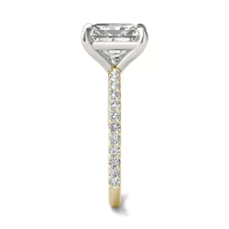 Charles & Colvard 3.12 ct. tw. Lab Created Moissanite Radiant Engagment Ring 14K White and Yellow Gold