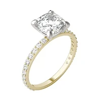 Charles & Colvard 2.42 ct. tw. Lab Created Moissanite Cushion Engagement Ring 14K White and Yellow Gold
