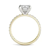 Charles & Colvard 2.42 ct. tw. Lab Created Moissanite Cushion Engagement Ring 14K White and Yellow Gold