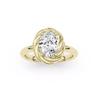 2.10 ct. tw. Lab Created Moissanite Oval Twist Solitaire Ring Sterling Silver 14K Vermeil
