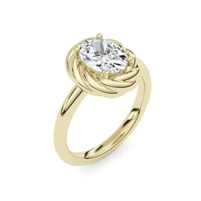 2.10 ct. tw. Lab Created Moissanite Oval Twist Solitaire Ring Sterling Silver 14K Vermeil