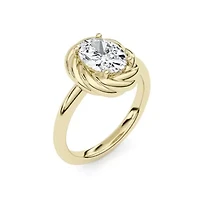 2.10 ct. tw. Lab Created Moissanite Oval Twist Solitaire Ring Sterling Silver 14K Vermeil