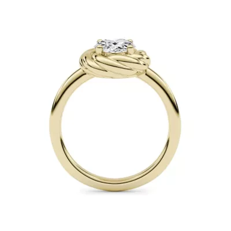 2.10 ct. tw. Lab Created Moissanite Oval Twist Solitaire Ring Sterling Silver 14K Vermeil