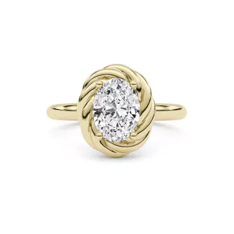 2.10 ct. tw. Lab Created Moissanite Oval Twist Solitaire Ring Sterling Silver 14K Vermeil