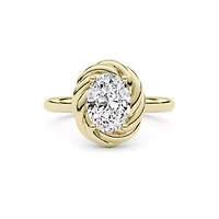 2.10 ct. tw. Lab Created Moissanite Oval Twist Solitaire Ring Sterling Silver 14K Vermeil