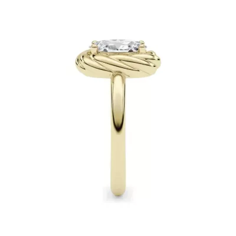 2.10 ct. tw. Lab Created Moissanite Oval Twist Solitaire Ring Sterling Silver 14K Vermeil