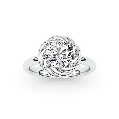 1.50 ct. tw. Lab Created Moissanite Round Twist Head Ring Sterling Silver