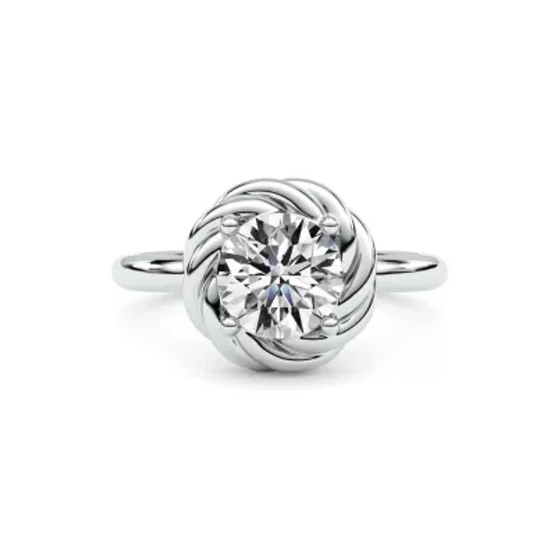 1.50 ct. tw. Lab Created Moissanite Round Twist Head Ring Sterling Silver