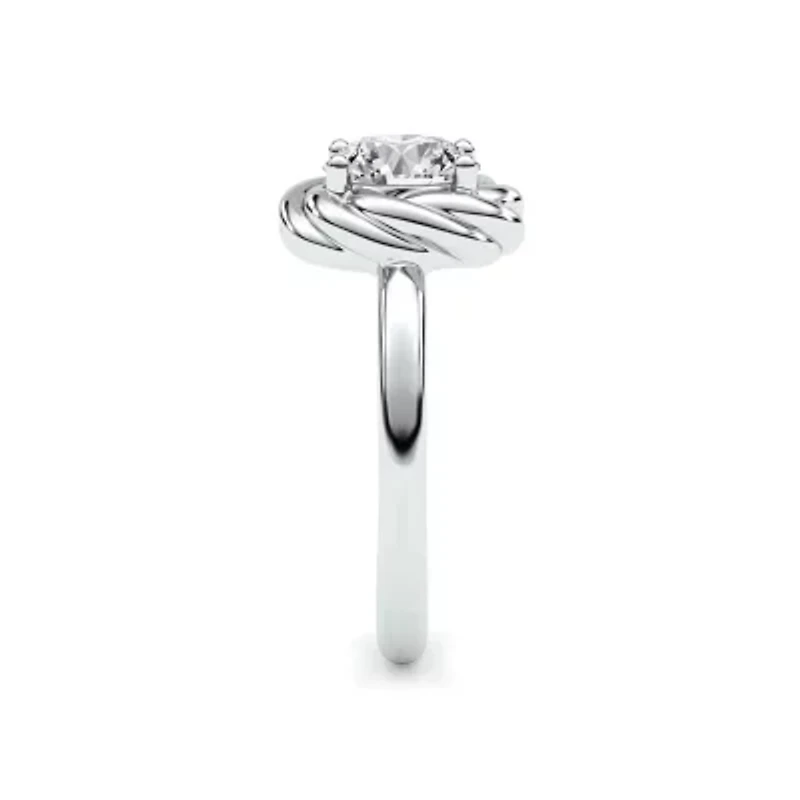 1.50 ct. tw. Lab Created Moissanite Round Twist Head Ring Sterling Silver