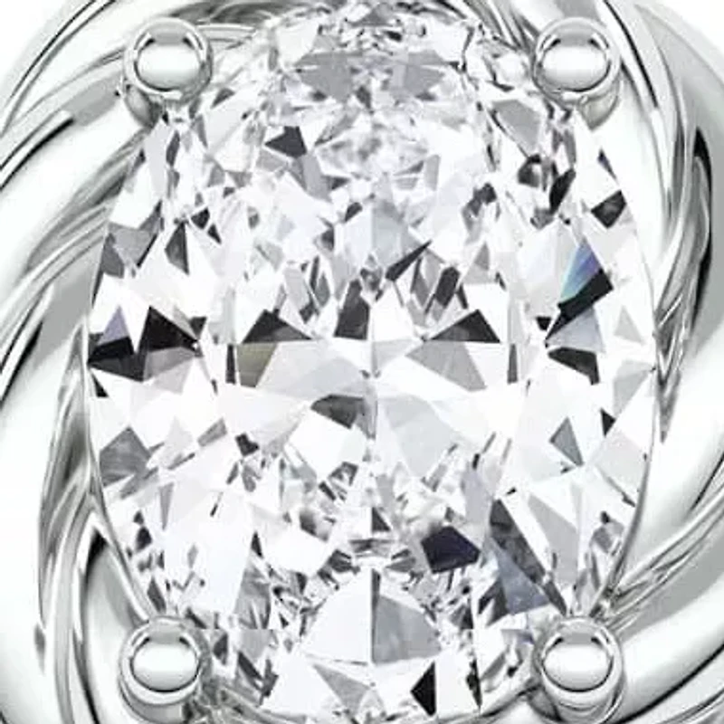 2.10 ct. tw. Lab Created Moissanite Oval Twist Solitaire Ring Sterling Silver