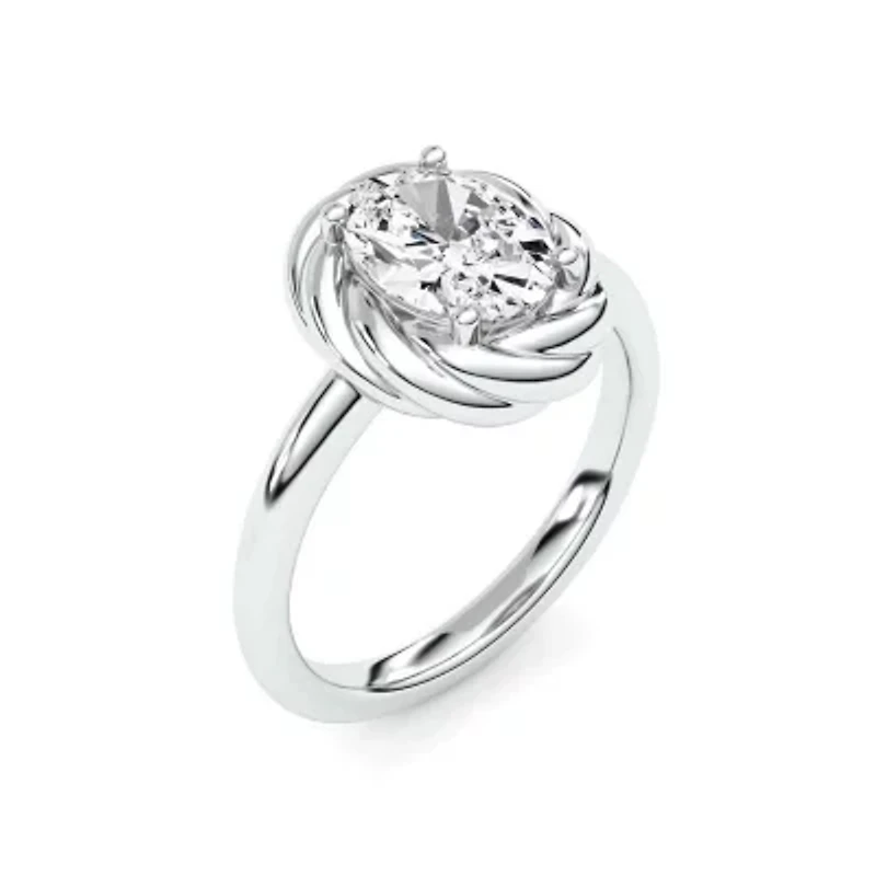 2.10 ct. tw. Lab Created Moissanite Oval Twist Solitaire Ring Sterling Silver