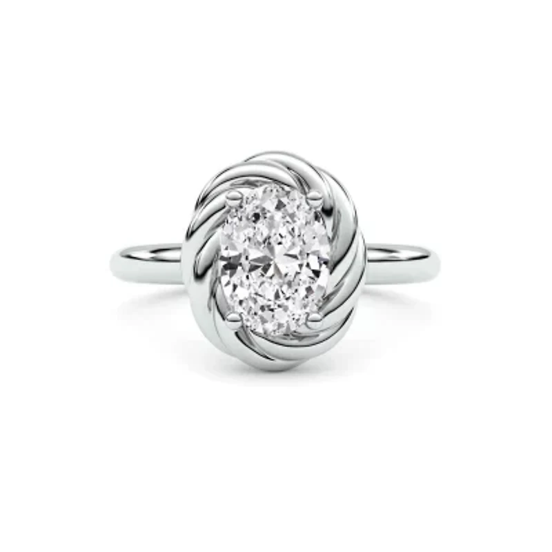 2.10 ct. tw. Lab Created Moissanite Oval Twist Solitaire Ring Sterling Silver