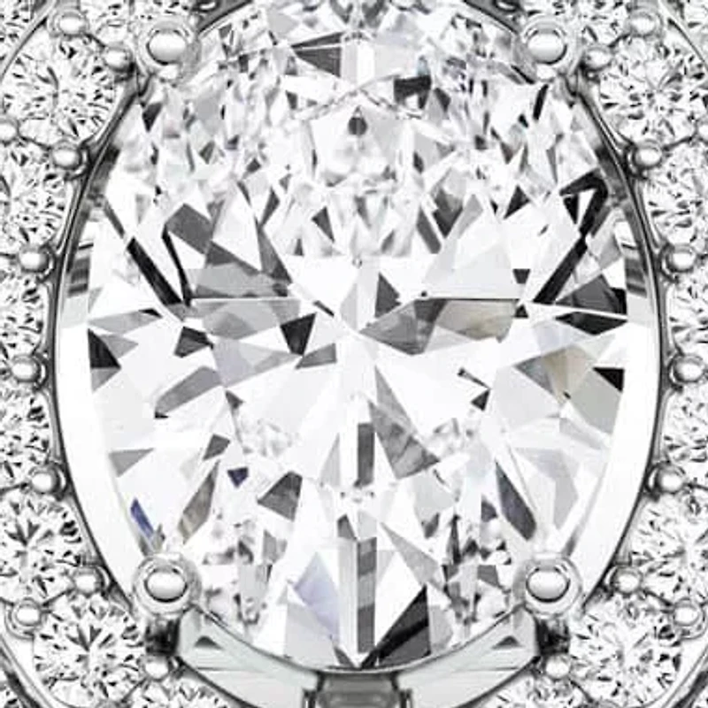 2.16 ct. tw. Lab Created Moissanite Oval Double Halo Ring Sterling Silver