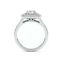 2.16 ct. tw. Lab Created Moissanite Oval Double Halo Ring Sterling Silver