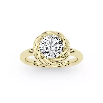 1.50 ct. tw. Lab Created Moissanite Round Twist Head Ring Sterling Silver 14K Vermeil