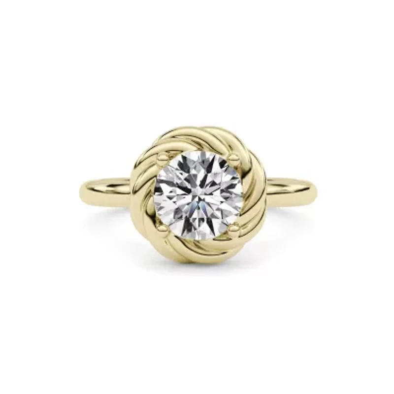1.50 ct. tw. Lab Created Moissanite Round Twist Head Ring Sterling Silver 14K Vermeil