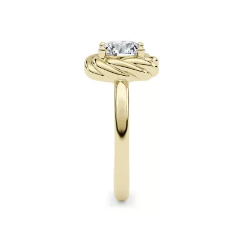 1.50 ct. tw. Lab Created Moissanite Round Twist Head Ring Sterling Silver 14K Vermeil