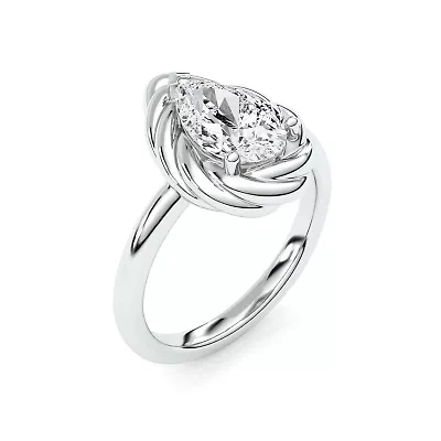2.10 ct. tw. Lab Created Moissanite Pear Twist Solitaire Ring Sterling Silver