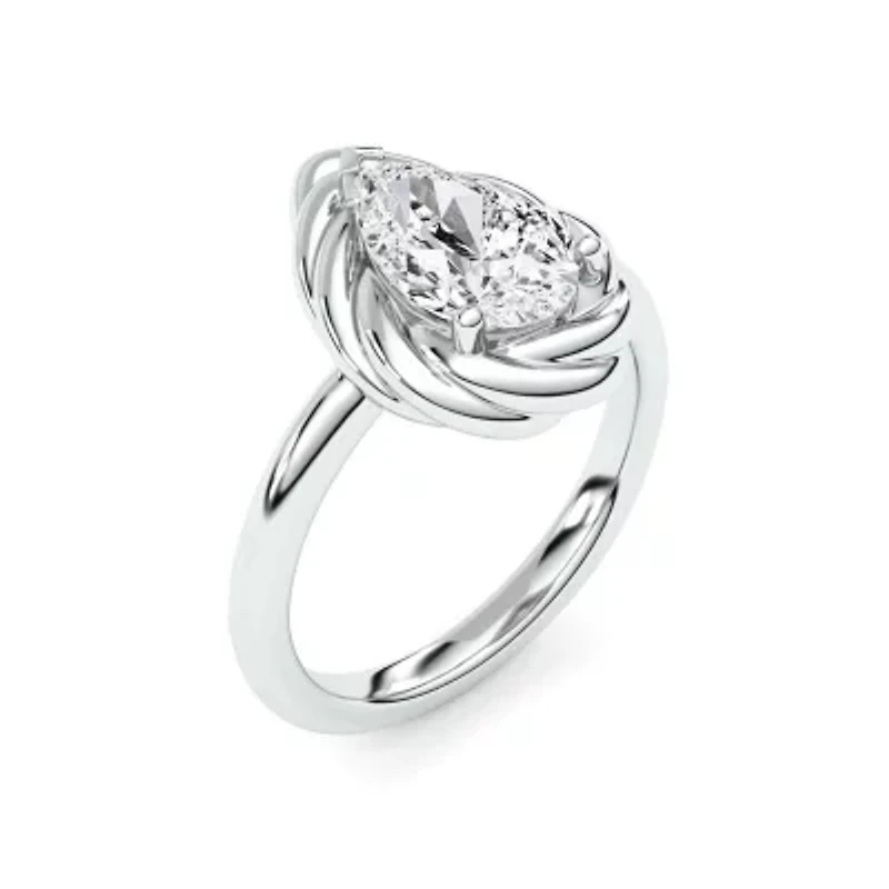 2.10 ct. tw. Lab Created Moissanite Pear Twist Solitaire Ring Sterling Silver