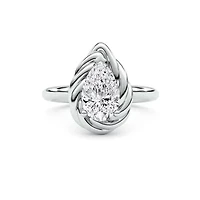 2.10 ct. tw. Lab Created Moissanite Pear Twist Solitaire Ring Sterling Silver
