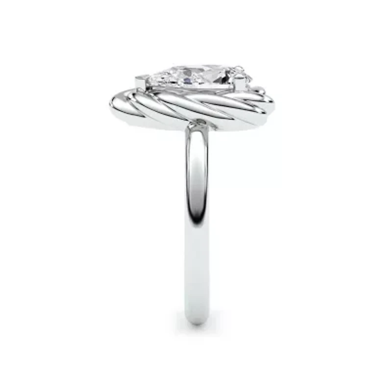 2.10 ct. tw. Lab Created Moissanite Pear Twist Solitaire Ring Sterling Silver