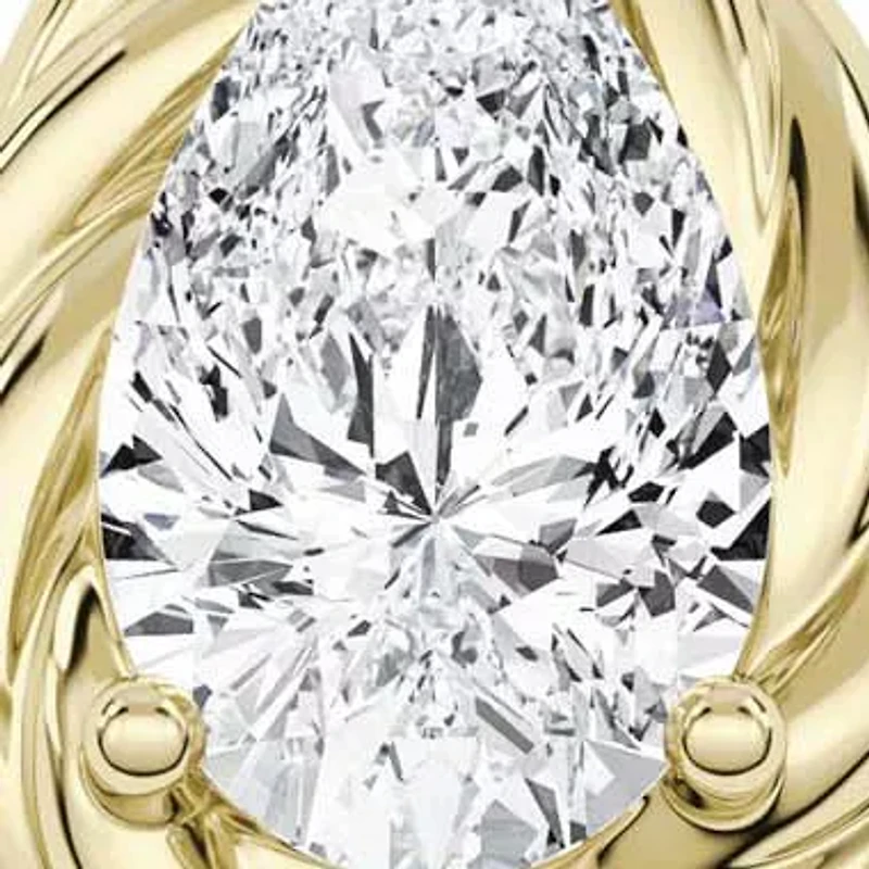 2.10 ct. tw. Lab Created Moissanite Pear Twist Solitaire Ring Sterling Silver 14K Vermeil