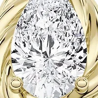 2.10 ct. tw. Lab Created Moissanite Pear Twist Solitaire Ring Sterling Silver 14K Vermeil