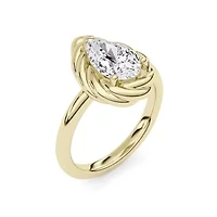 2.10 ct. tw. Lab Created Moissanite Pear Twist Solitaire Ring Sterling Silver 14K Vermeil