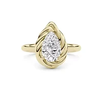 2.10 ct. tw. Lab Created Moissanite Pear Twist Solitaire Ring Sterling Silver 14K Vermeil