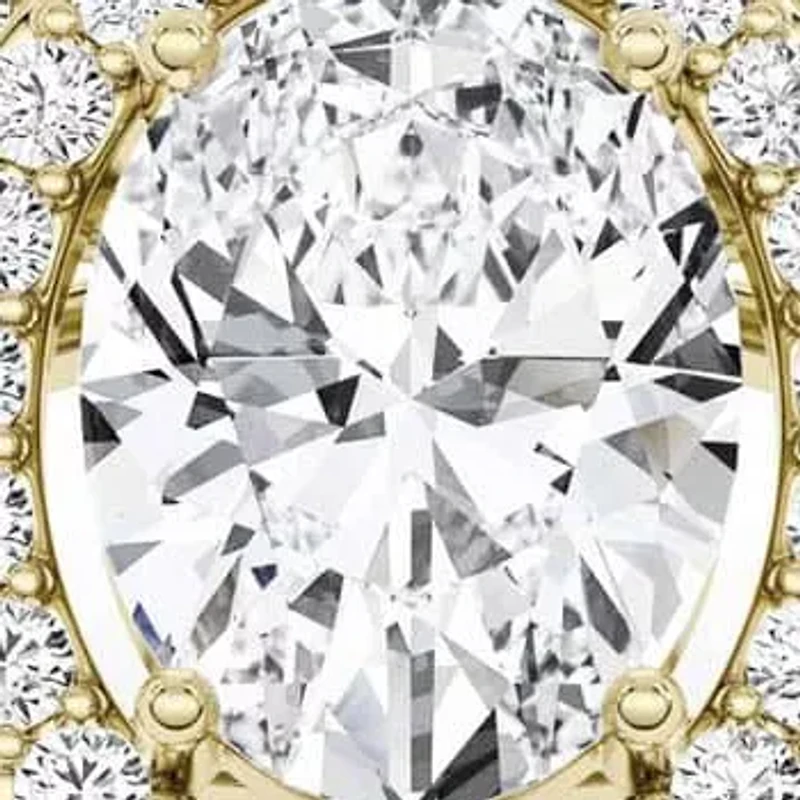 2.16 ct. tw. Lab Created Moissanite Oval Double Halo Ring Sterling Silver 14K Vermeil