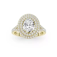 2.16 ct. tw. Lab Created Moissanite Oval Double Halo Ring Sterling Silver 14K Vermeil
