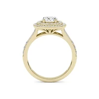 2.16 ct. tw. Lab Created Moissanite Oval Double Halo Ring Sterling Silver 14K Vermeil