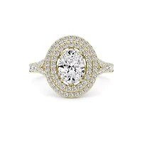 2.16 ct. tw. Lab Created Moissanite Oval Double Halo Ring Sterling Silver 14K Vermeil