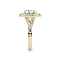 2.16 ct. tw. Lab Created Moissanite Oval Double Halo Ring Sterling Silver 14K Vermeil