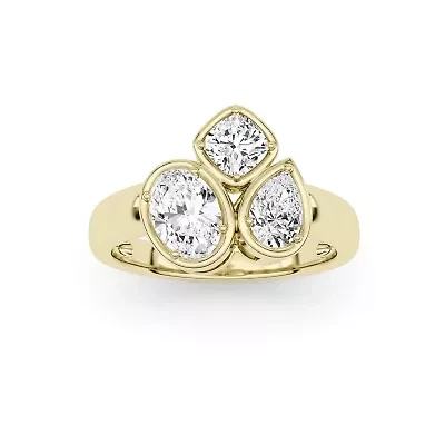 1.66 ct. tw. Lab Created Moissanite Cushion Geometric Statement Ring Sterling Silver 14K Vermeil